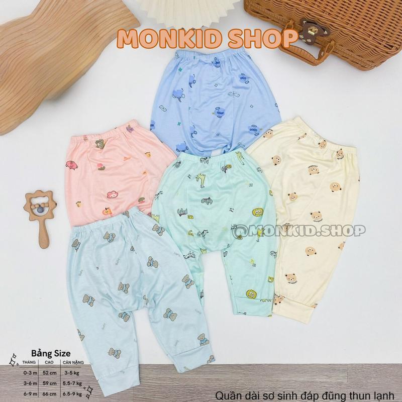 Combo 5-Combo 10 Quần Dài, Quần Chục HX Đáp Đũng Thun Lạnh Cho Bé Trai, Bé Gái Size Sơ Sinh 0-9 tháng