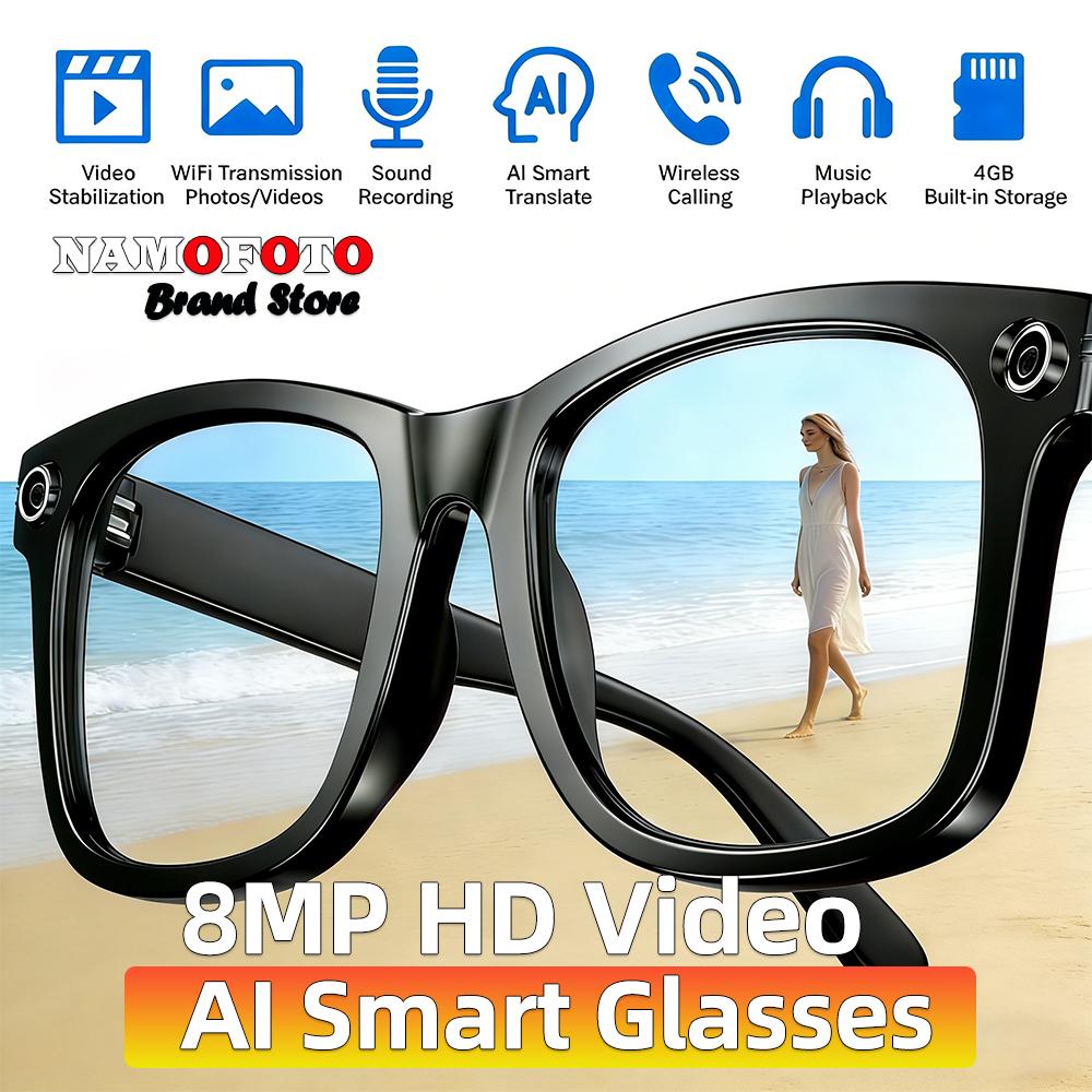 2026 New AI Smart Translation Smart Glasses 8MP HD Camera Bluetooth Call Music Play Photo Take Voice Video Recording Sunglasses - Image 2
