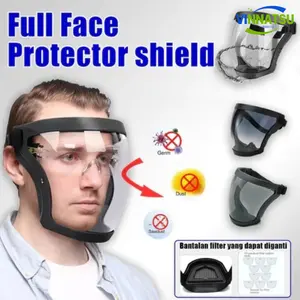 Vinnatsu  Face Shield Full Face Shield Transparent Safety Mask with Filthers Oil-splash Proof Eye Cover/Masker Las Elektrik Untuk Tenaga Kerja Perlindungan