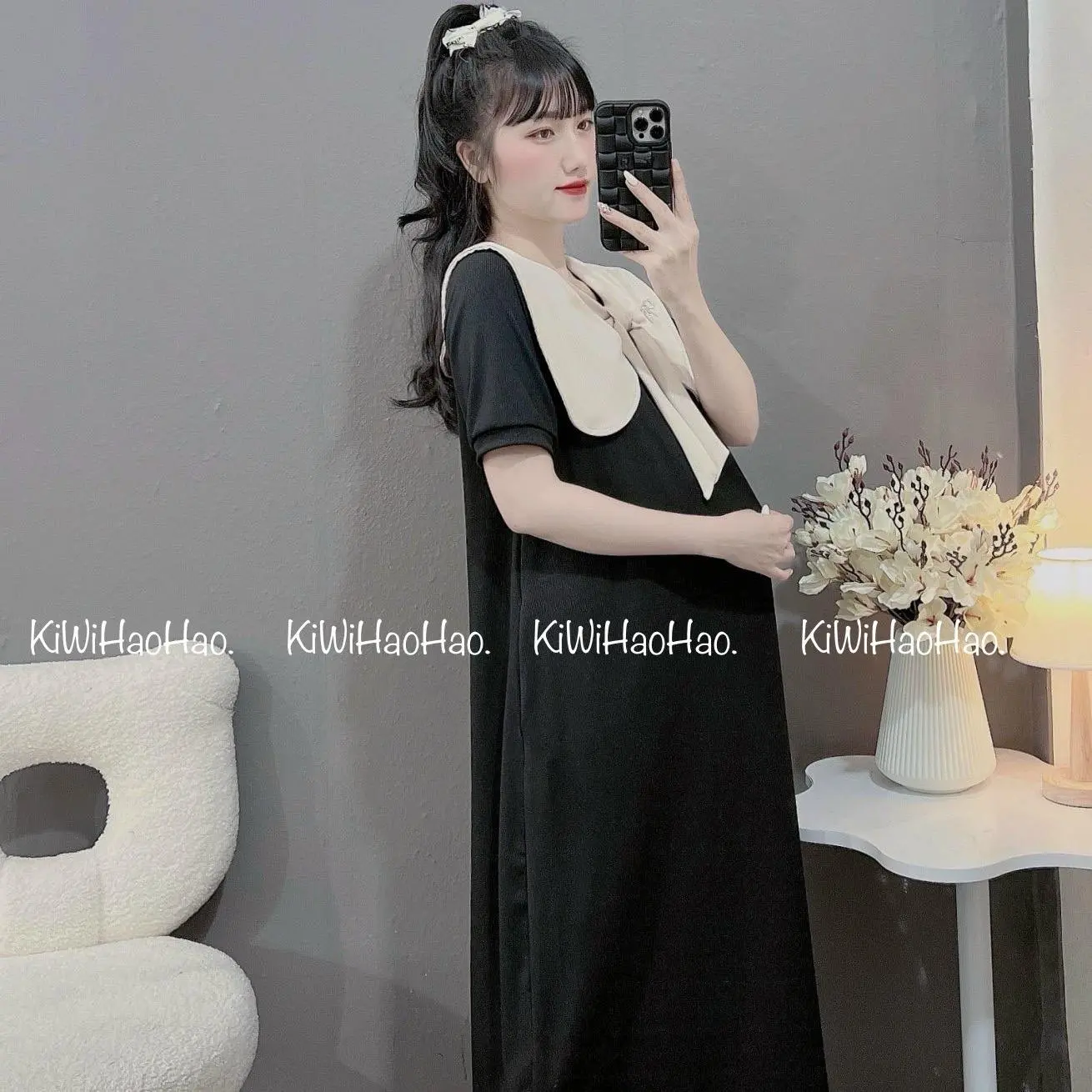 VÁY BẦU CỘC TAY TĂM (V16).DÁNG SUÔNG NƠ TO .CÓ 3 MÀU :ĐEN, NÂU, KEM. ĐỦ CÁC SIZE TỪ 40-70(kg)