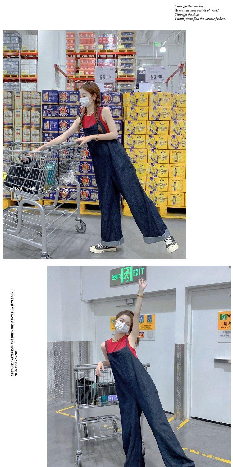 Product Introduction of Quần Yếm Denim, Phong Cách Nhật Bản, Mùa Xuân Và Mùa Thu, Mỏng Và Không Tay, Áo Jumpsuit Quần Nữ, Bó Sát Và Thẳng, Ống Rộng, Có Dây Đeo 12