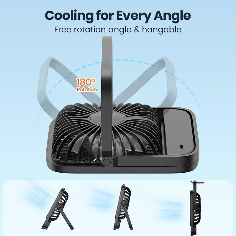 WARMCO WARMCO USB Desk Fan, USB C Corded Powered Personal Fan, 3 Speeds Wind Small USB Desktop Fan with 180° Tilt Folding for Office Table Home 5