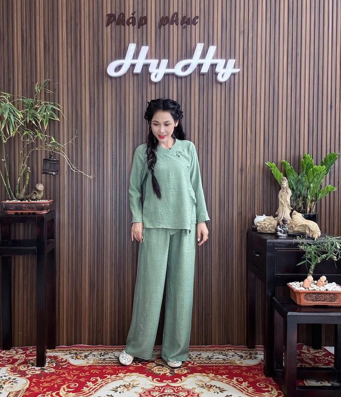 HyHy House - KHẢ TÂM Bộ Pháp Phục Lễ Chùa tà Đăp Chéo Dây Cột Trẻ Trung 1