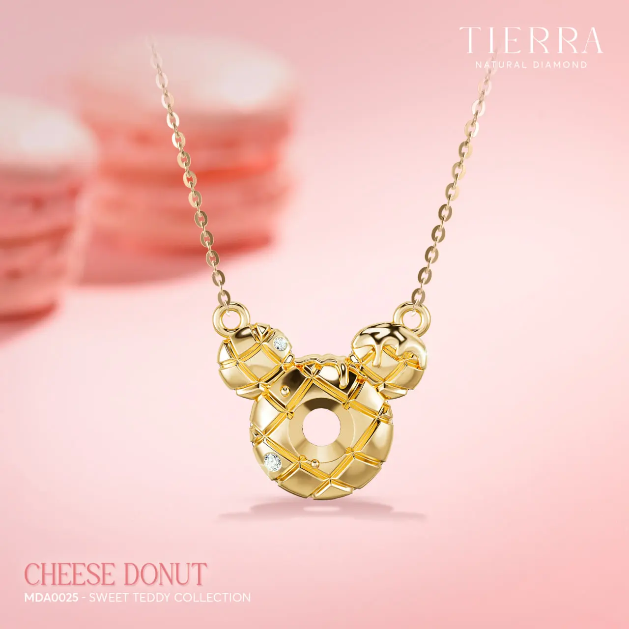 Mặt dây chuyền Tierra Cheese Donut MDA0025 vàng 10k màu vàng vàng