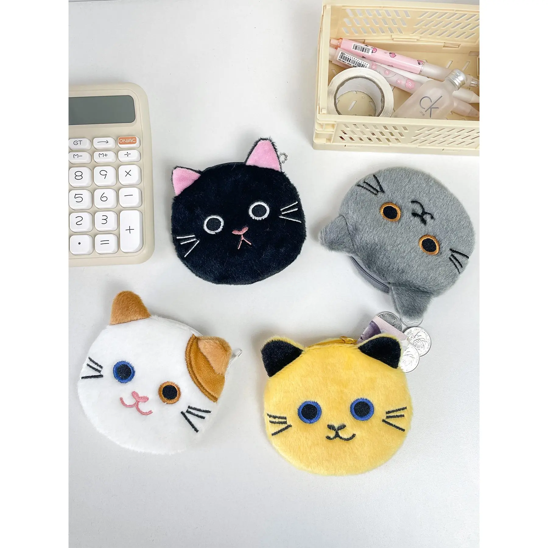 kawaii cartoon mini cat plush coin purse girl cute plush coin purse key storage bag kids holiday party gifts