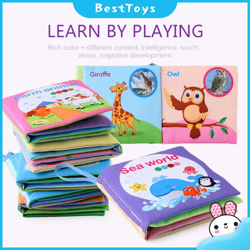 BestToys Infant Baby Soft Cloth Book Rustle Sound Kid's Early Education Books Washable