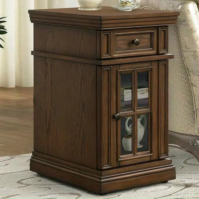 Tủ Side table màu nâu tích hợp sẵn ổ điện & cổng sạc USB