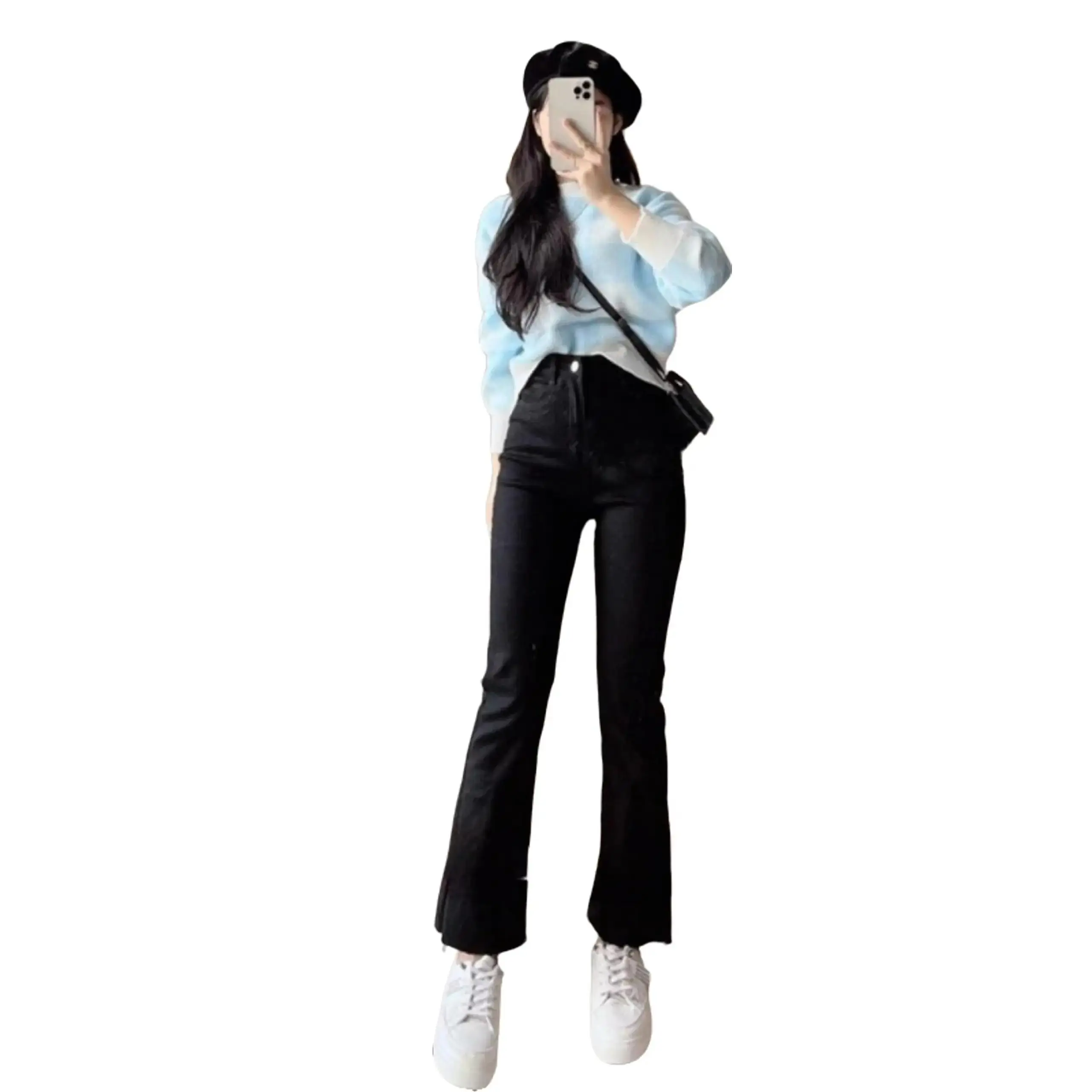 [Full Size XS-7XL] Quần Loe-Chất liệu Bò Giấy Co Dãn 4 Chiều- Thiết Kế Tua Gấu jean Nữ Jean Women