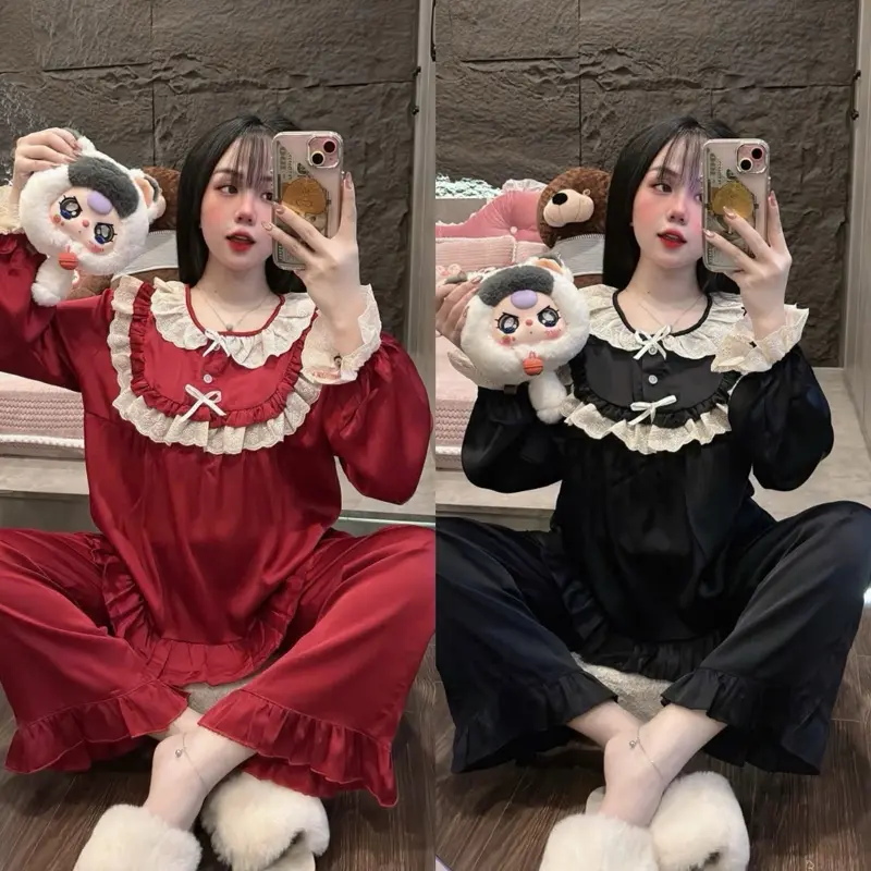 M 40-58KG SÉT BỘ MẶC NHÀ BÈO TRƠN DÀNH CHO NỮ  Pijama