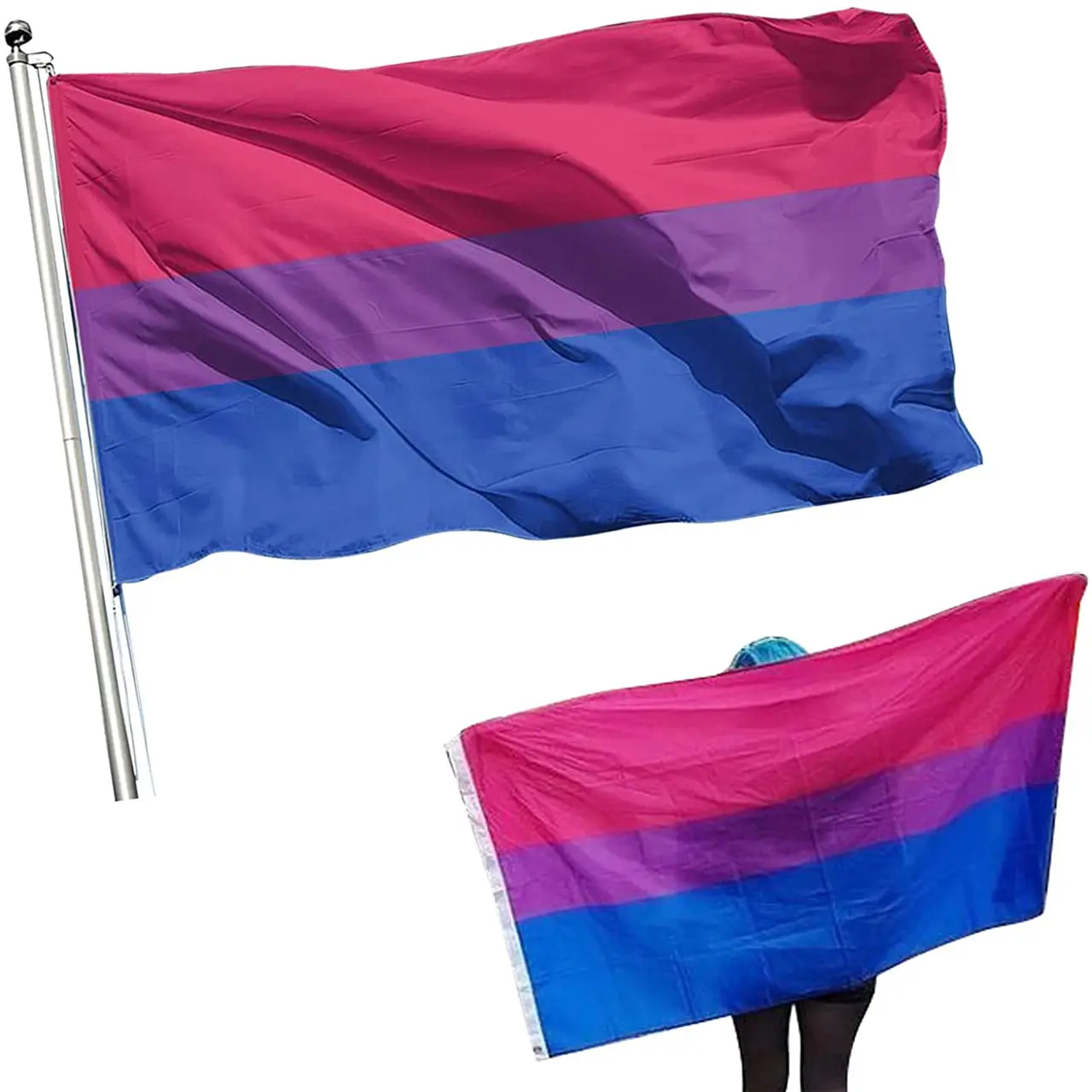 Bisexual Flag 90*150cm Unisex UV Fade Resistant Double Sided Polyester Outdoor Flag