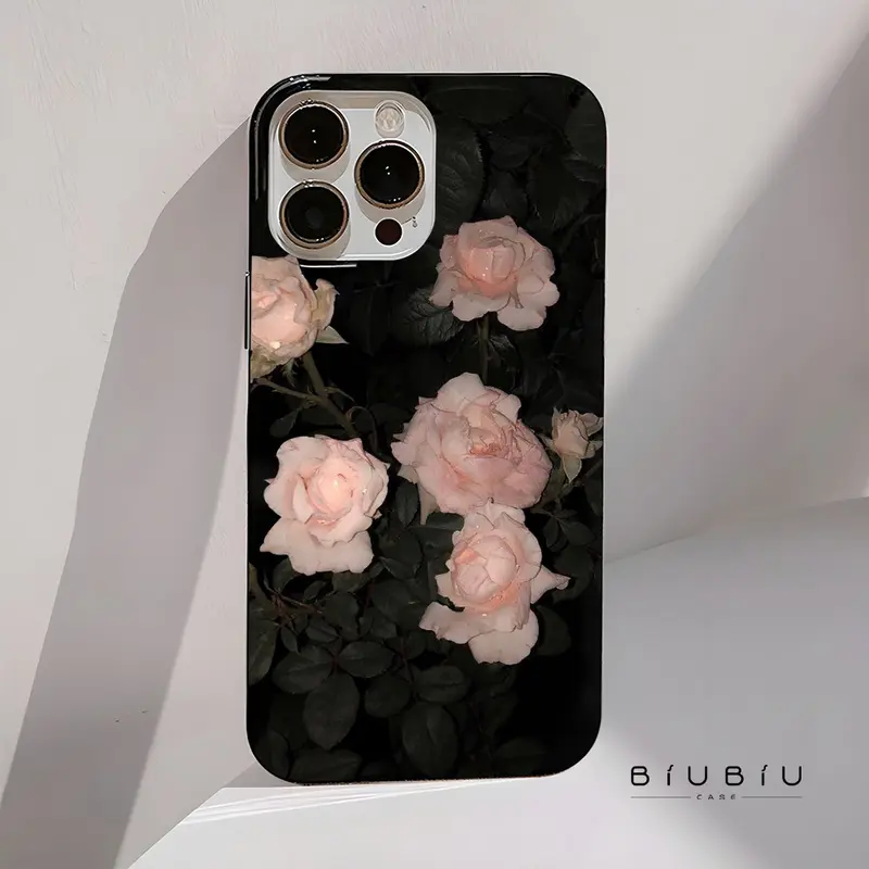 BIU BIU CASE Jelly Casing iPhone 7 8 6 6S Plus 11 13 12 14 15 Pro MAX XR XS MAX 7Plus 8Plus Dark Rose Impact Resistant Silicone phone  case 3
