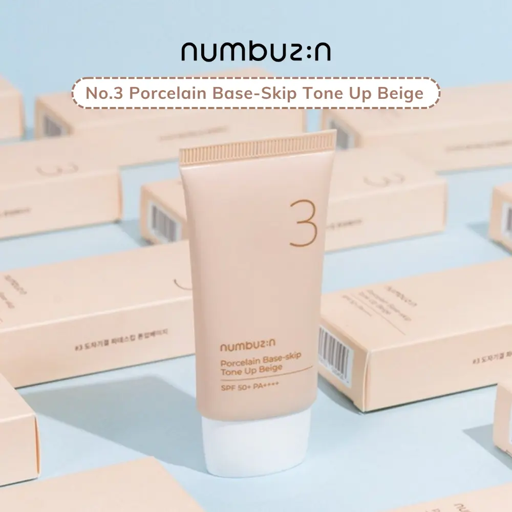 No. Reka Bentuk, NumbuzinTone up Beige, 3 Base-Skip, SPF50 + / PA, Untuk Wanita, Berdiri +1.69 Oz / 50ml Facial Skincare Sunscreen Wajah