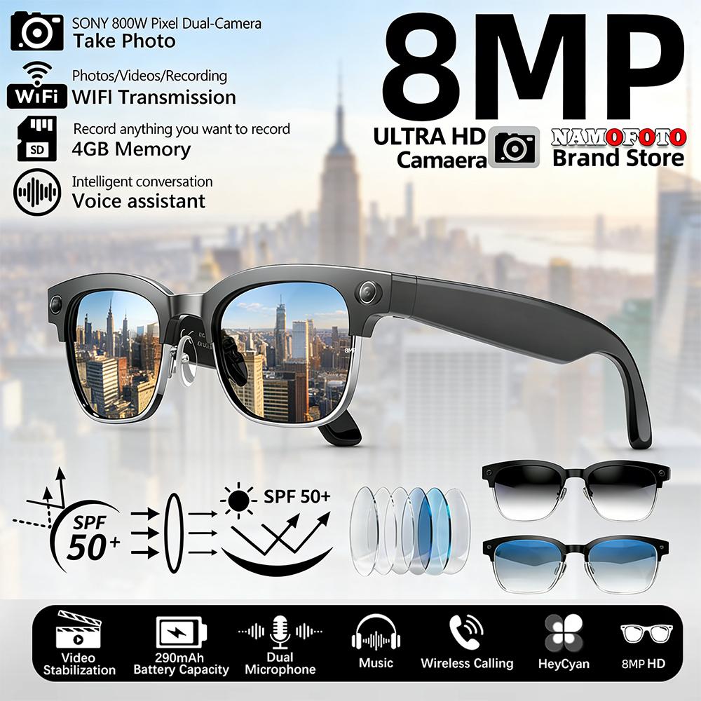 2026 New AI Translation Smart Glasses 8MP HD Camera Voice Video Recording 4GB 32GB Photo Recognition BT Call Music Smart Glasses - Image 2
