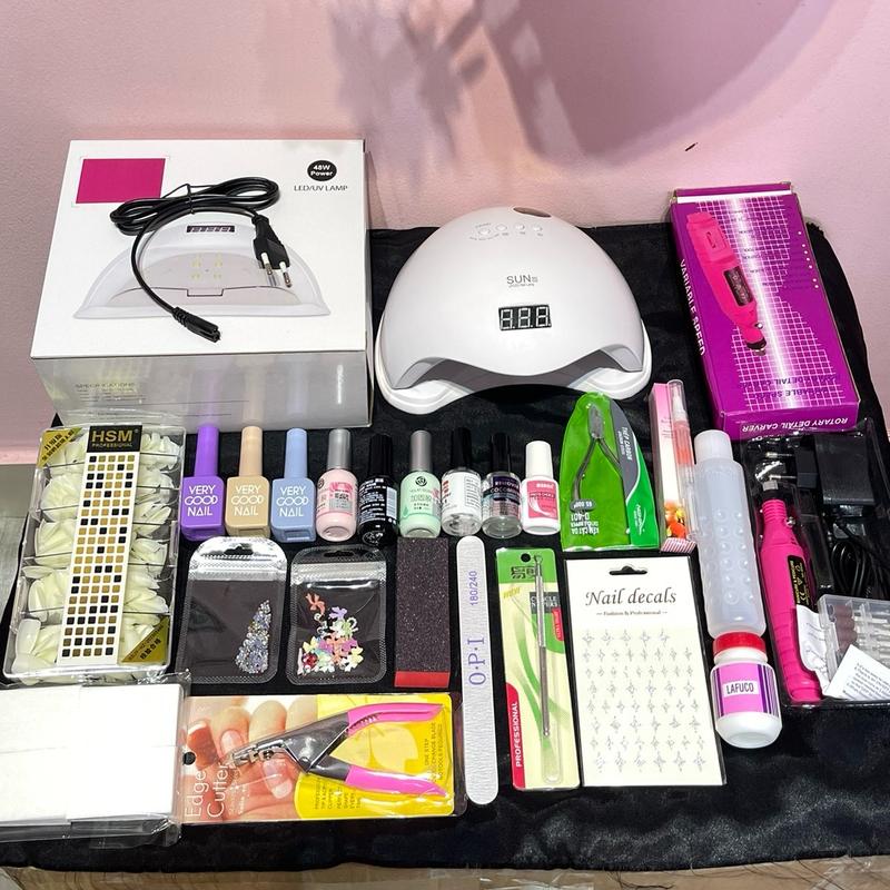 Set combo nail 24 món cơ bản máy mài + máy hơ gel 3 chai sơn gel màu ngẫu nhiên. lugx