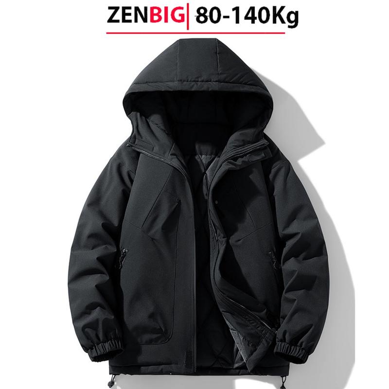 Áo Khoác Phao Bigsize ZENBIG Trần Bông, Áo Khoác Nam Túi Có Khóa Có Mũ, dày dặn ấm, Phom Trẻ Trung cho Người từ 80-140kg Menswear Jacket