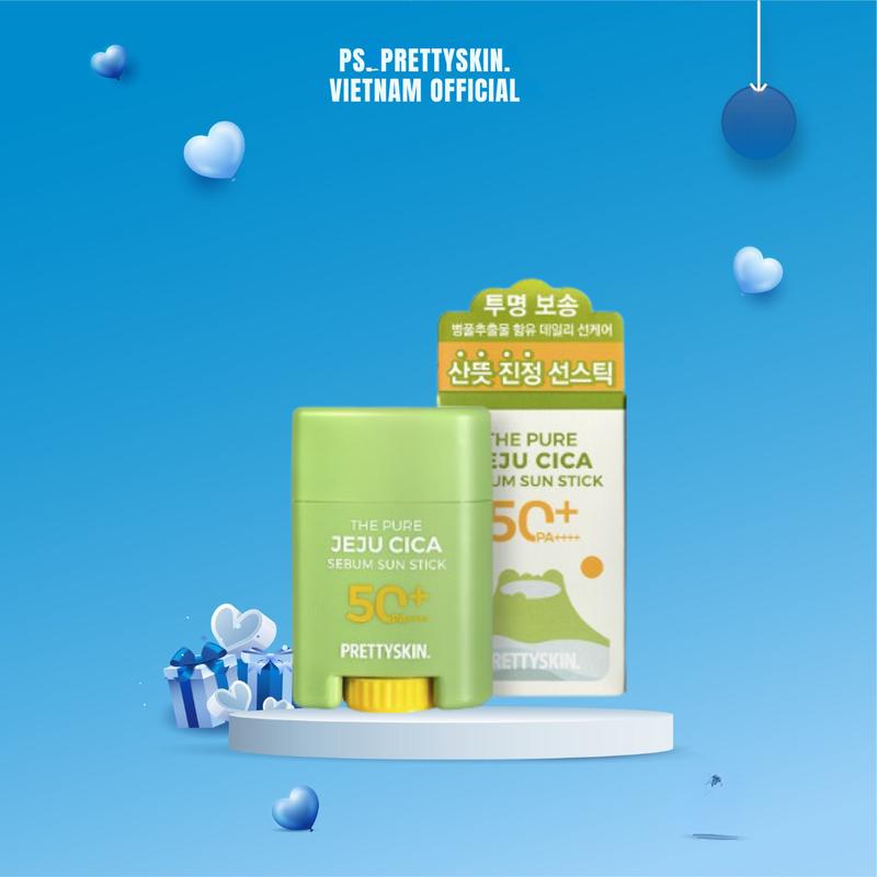 Pretty:skin Thanh lăn chống nắng rau má kiềm dầu the pure jeju cica sebum sun stick Nữ Women Sun Cream Sunscreen