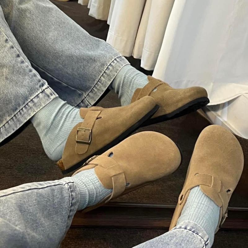 Sục Da Lộn Birken Boston Da Lộn Giày Bít Mũi Dành Cho Nam Nữ Cao Su Dép - SDL