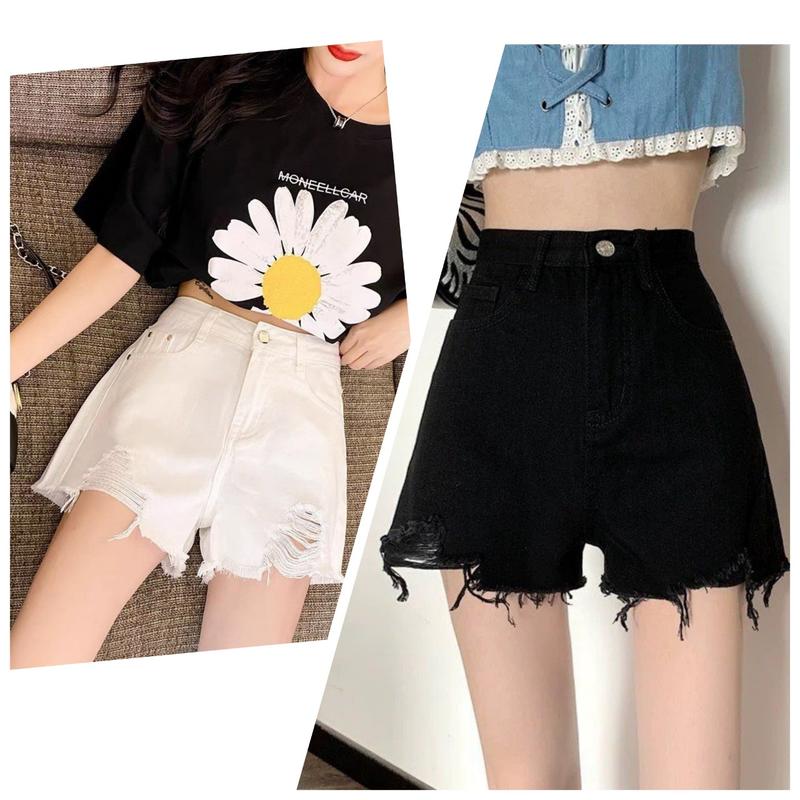 Quần short jean nữ rách màu đen trắng kiểu quần đùi ngắn size đại hàng VNXK MS1059 thời trang 2KJean