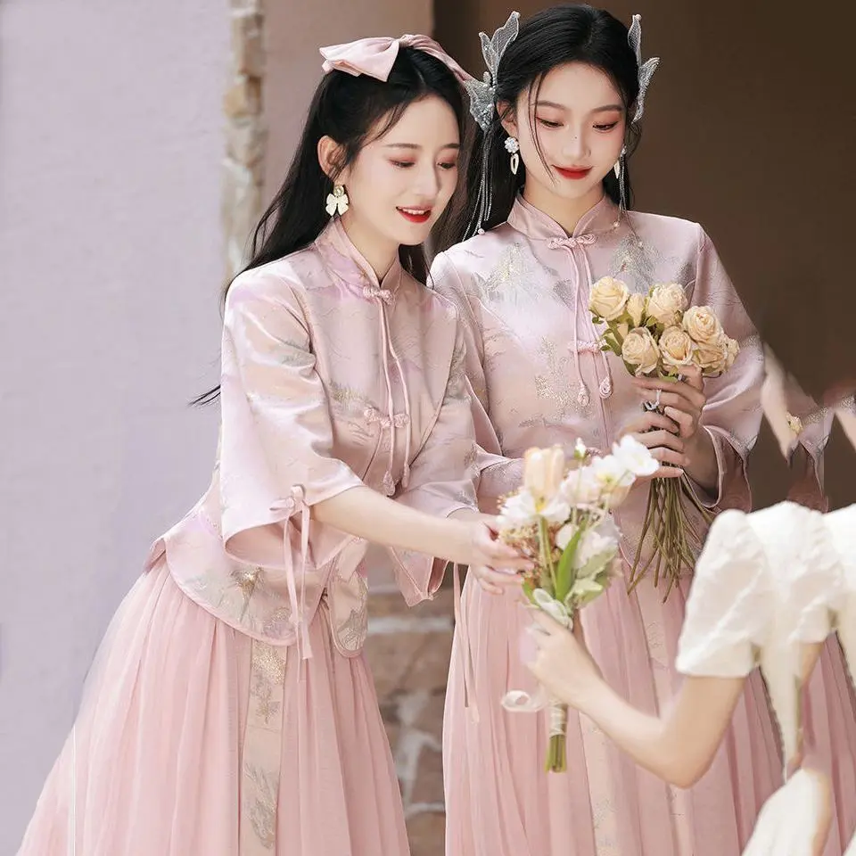 bridesmaid dresses asian style Dress Chinese Autumn Winter New National Style Dress Petite Chinese Style Qipao Sister Group Bridesmaid Dress for Women Return for refund is theme: Christmas Black Gothic Prom Evening Size:36E