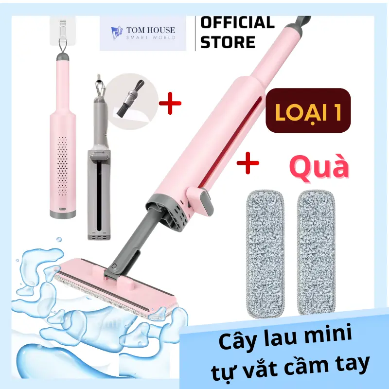 Cây Lau Nhà Tự Vắt Cầm Tay Phiên Bản Cao Cấp, Cây Lau Đa Năng Mini Lười Không Cần Giặt Tay Gấp Gọn 0