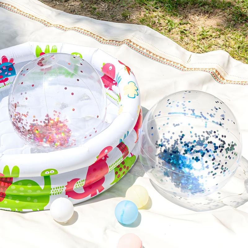 Product Introduction of 40cm Transparent Sequins Beach Ball Thick Material Inflation Balloon Water Float Swimming Pool Playing Water Toy Ball 4