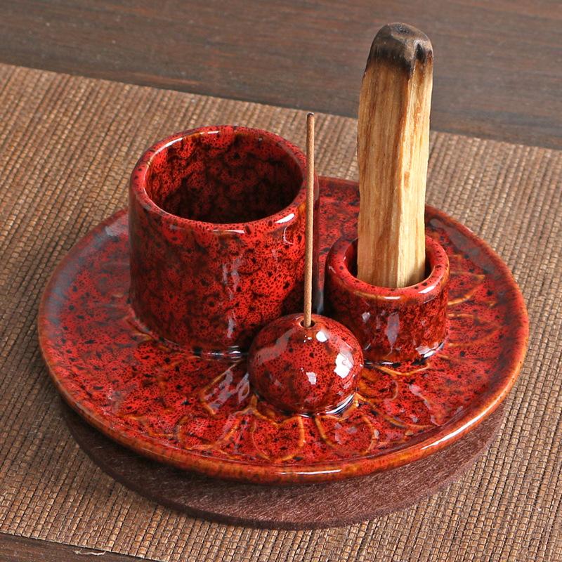 Product Introduction of Atmosphere Creator Export Nordic Style Ceramic Aromatherapy Candle Holder Black Sacred Wood Burning Plate Ceramic Base Wax Holder 22