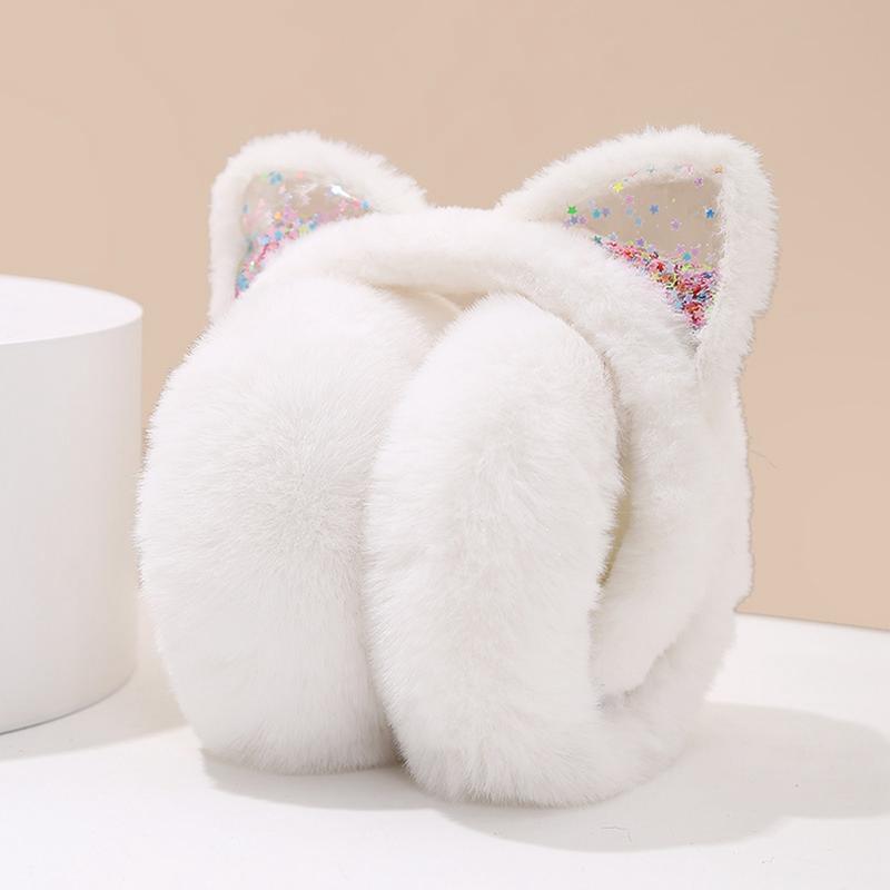 Product Introduction of Cute Cat Ears Sequins Foldable Earmuffs Winter Warm Children Adult Ear Protection Ear Bags 7