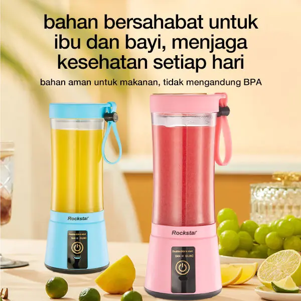 Rockstar bahan yang aman untuk makanan blender 6 bilah mata pisau juicer mini blander 500ml  portable  usb charge chopper  kekinian