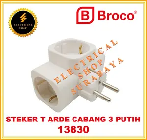 BROCO STEKER T ARDE PUTIH 13830 (HARGA GROSIR) STOP KONTAK T BAMBU CABANG 3 1383055 ORIGINAL PROMO MURAH