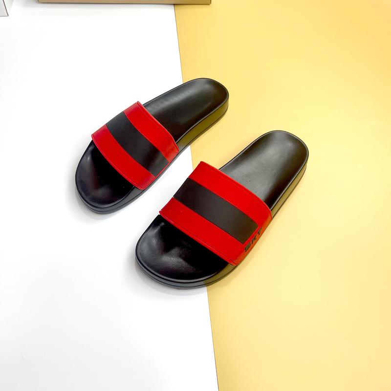Dép nam quai ngang Kẻ Sọc Đỏ, Đen màu cá tính, trẻ trung | Đế Cao Su Đúc Cao Cấp | DéP Thời Trang Trend 2024 | DéP Boy phố Slipper Đế Bằng