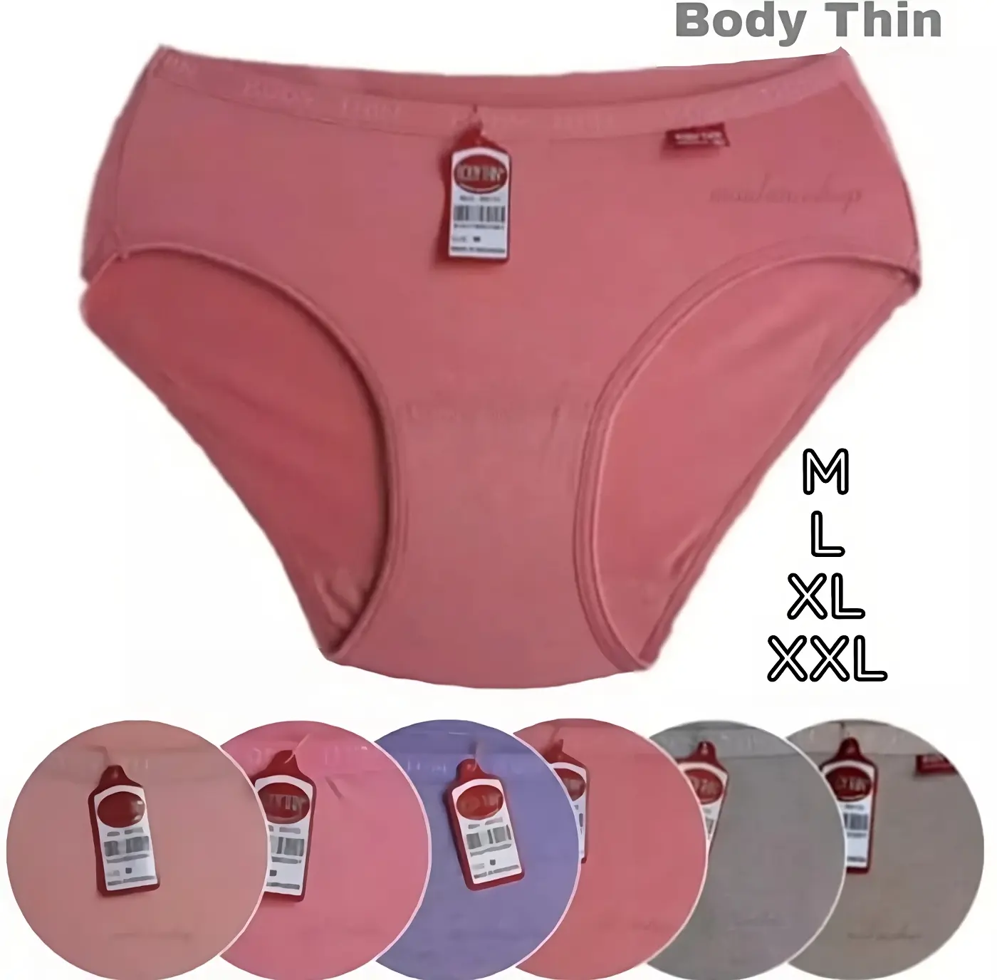 3pcs Celana Dalam Wanita Body Thin Bahan Katun Stretch Lembut Polos Dewasa Cewek