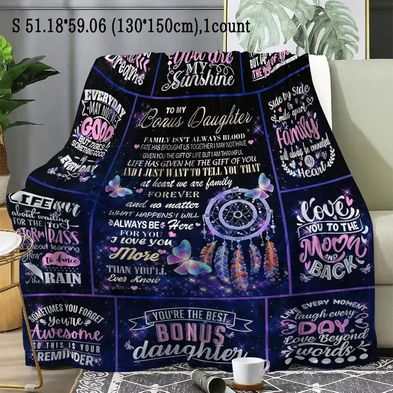Letter & Butterfly Pattern Blanket, Soft Throw Blanket, Air-conditioned Room Blanket, Warm Nap Blanket for Home & Office & Travel 5