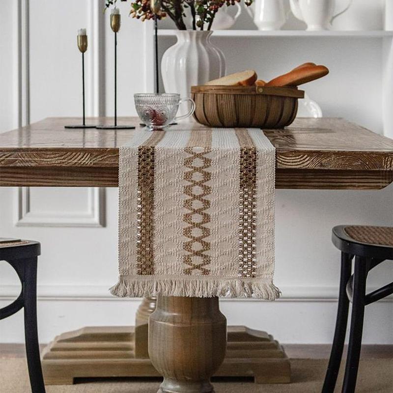 Rhombus Striped Table Runner, 1 Count Dining Room Decorative Runner, Washable Tablecloth for Home Kitchen Canteen 3