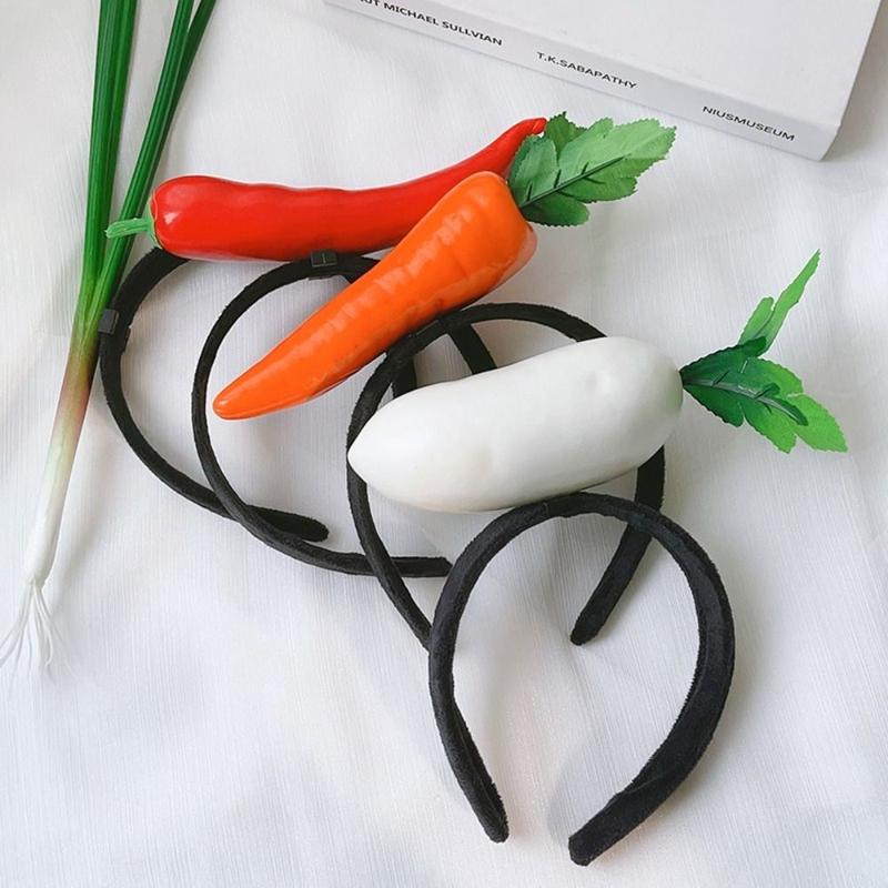 Băng Đô Trái Cây Nhồi Bông Thiết Kế Hoạt Hình Dễ Thương, Băng Đô Rửa Mặt Vui Nhộn Băng Đô Cà Rốt, Thích Hợp Cho Trang Phục Dự Tiệc, Vòng Cài Tóc Rau Củ 3