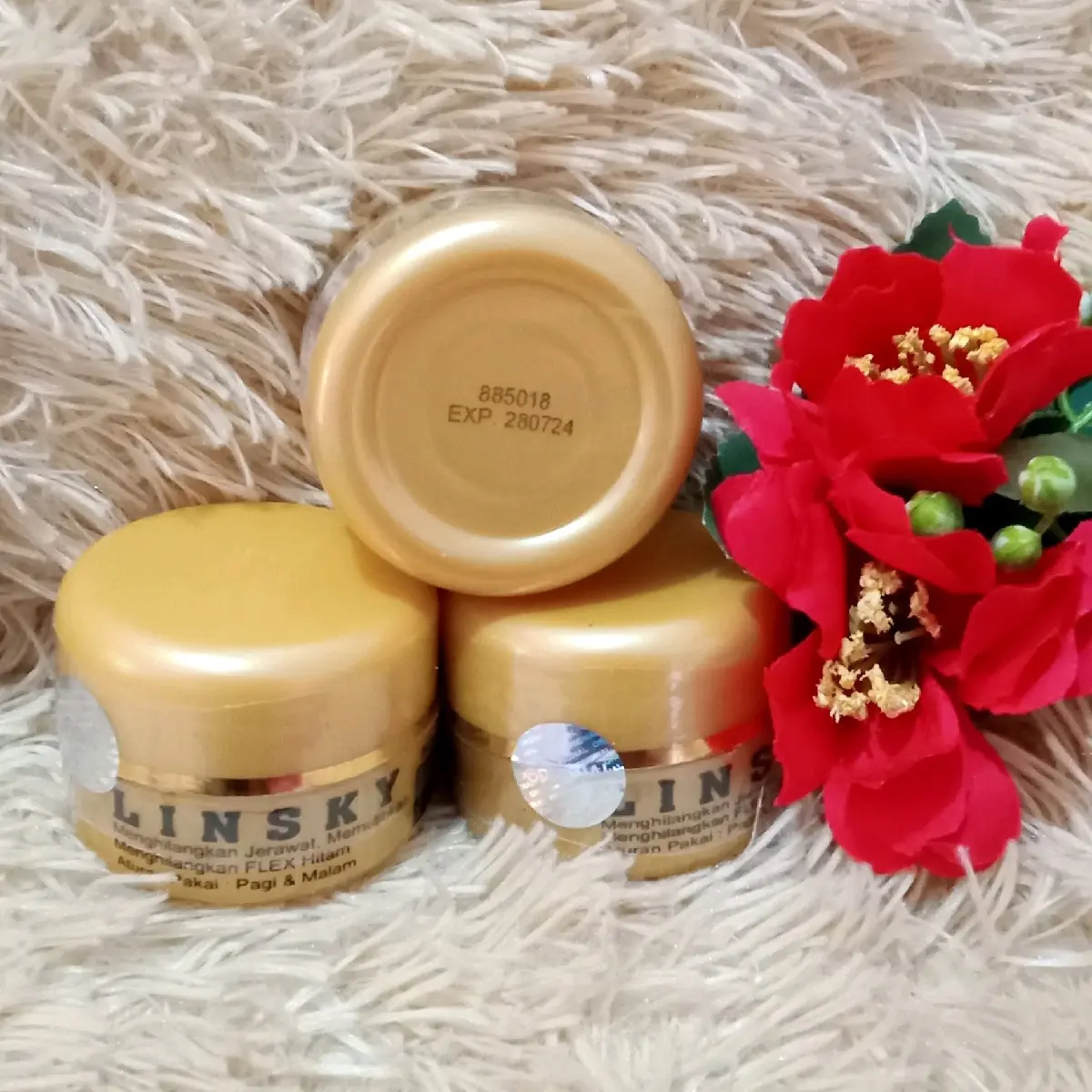 Linsky full gold untuk kulit susah putih 3 pcs lebih murah