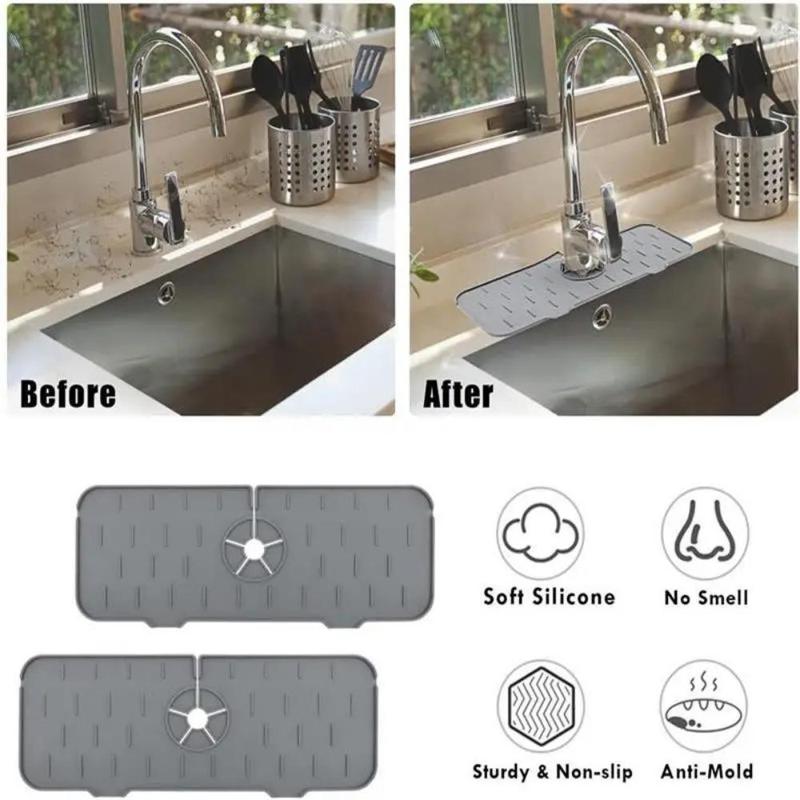 1pcs Kitchen Faucet Absorbent Mat Sink Splash Guard Silicone Drainage Drying Pad Countertop Protection Essentials Tools Accessories 3