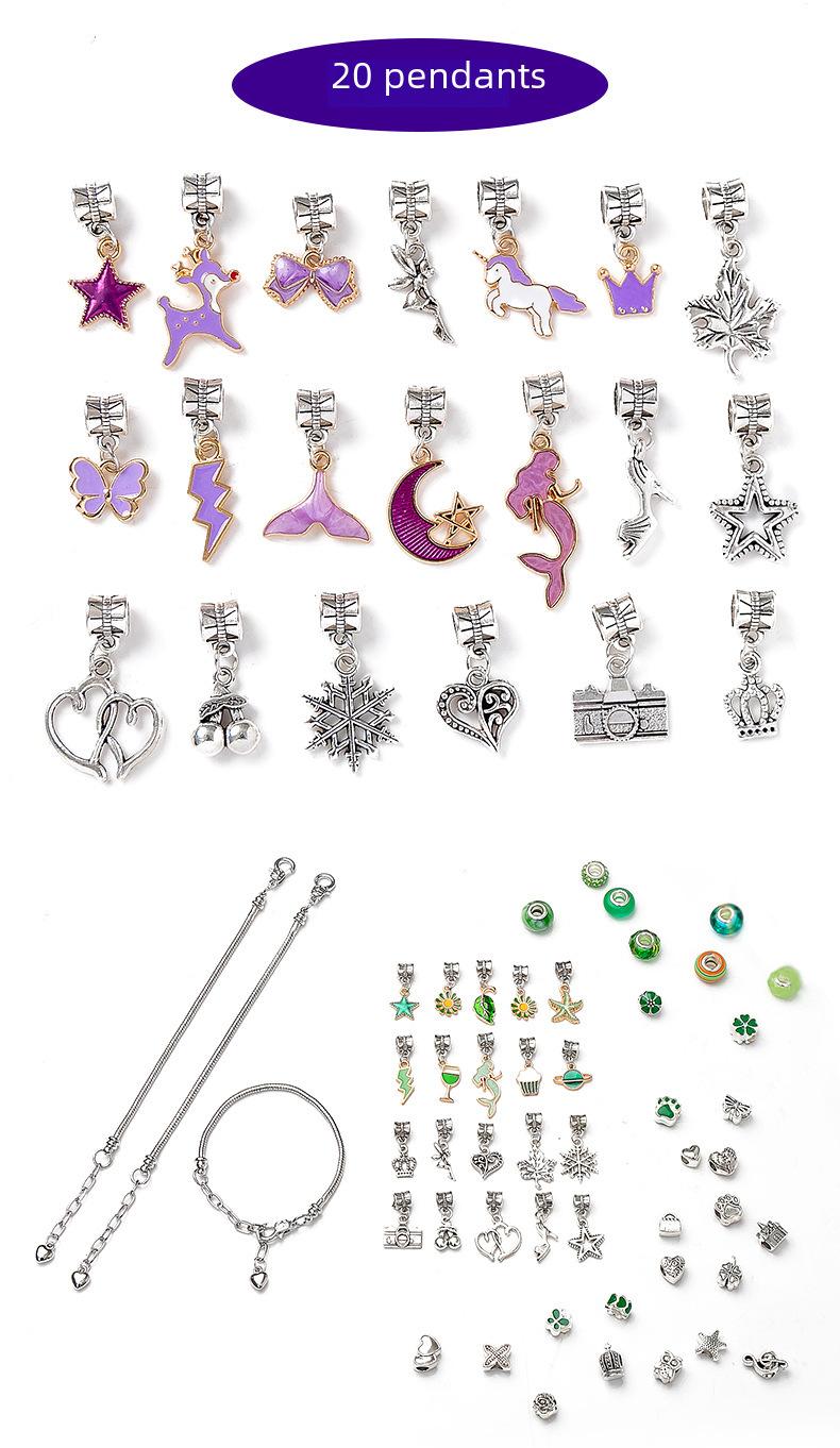 Product Introduction of Cross-Border Hot-Selling Children's Handmade Crystal Loose Beads Alloy Bracelet DIY Beading Material Kit Jewelry Accessories Gift Box Set 26