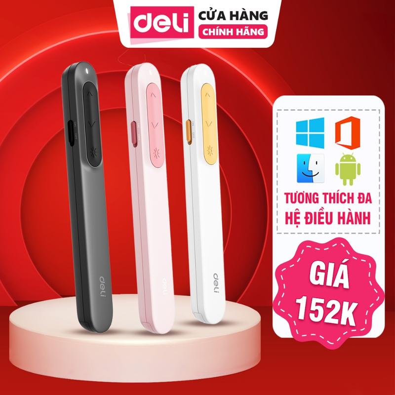 Bút trình chiếu PowerPoint ES002 Deli bút chỉ đèn laser đỏ 100m hỗ trợ giảng dạy thuyết trình cho học sinh văn phòng