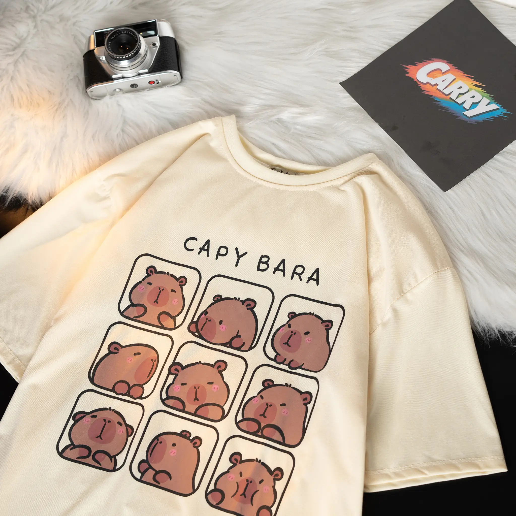 Áo thun CAPYBARA tay lỡ unisex nam nữ phông form rộng teen cổ tròn freesize cotton giá rẻ basic dễ thương đơn giản menswear