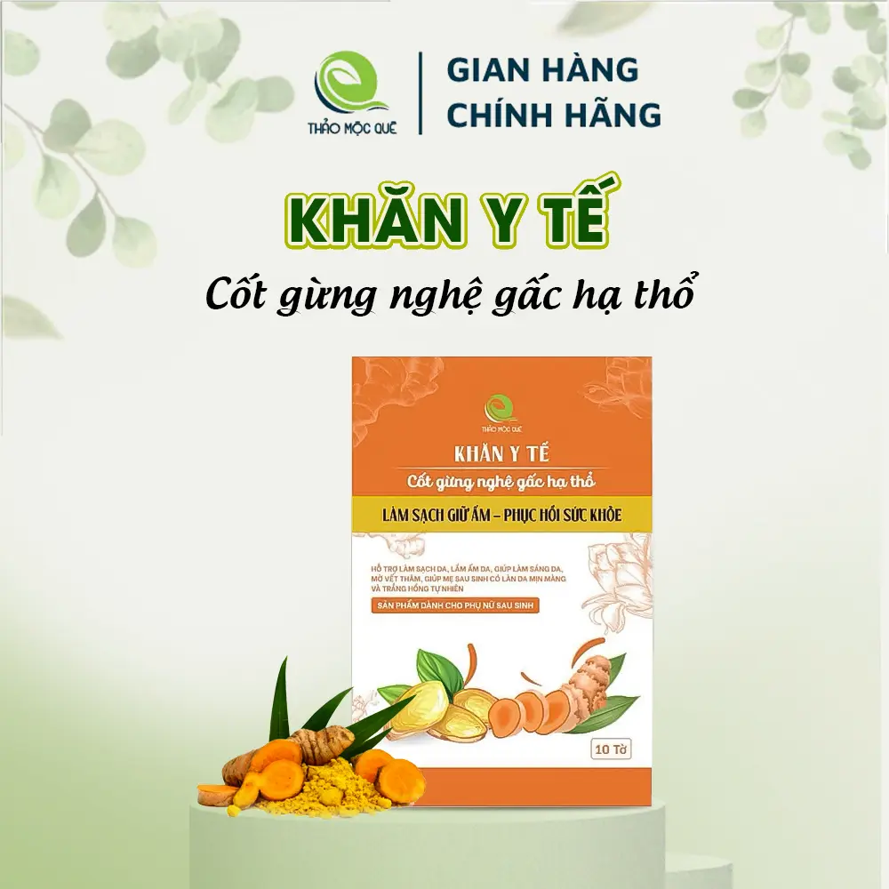 Khăn y tế Cốt gừng nghệ gấc hạ thổ cho mẹ sau sinh ( ở cữ) lau cơ thể, Khăn dùng hỗ trợ chăm sóc da sau sinh Nhà Tắm
