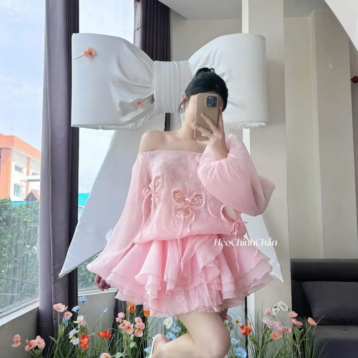 [LOẠI 1] Đầm trễ vai tay bồng  lót ren