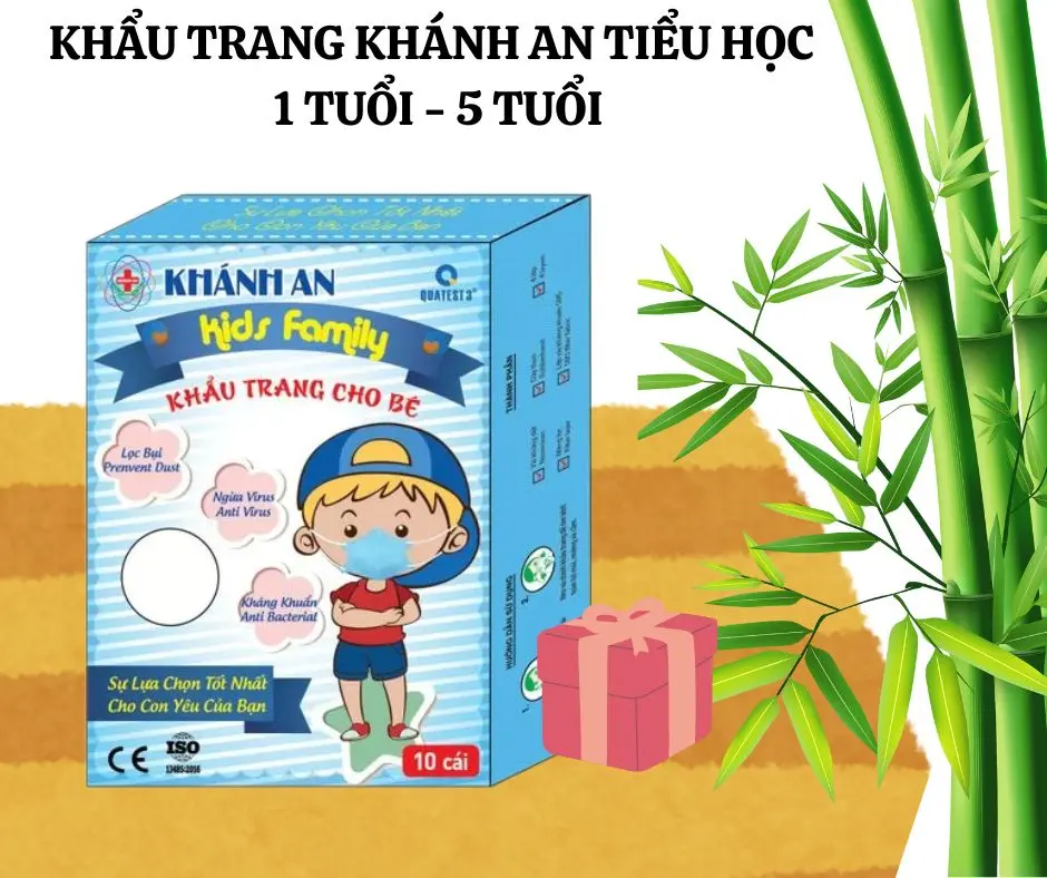 Khẩu Trang Khánh An 3D Trẻ Em (Mầm Non Từ 1-5 Tuổi) - Hộp/10 Cái Cho Bé ( Trắng )
