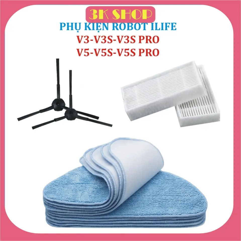 Chổi cạnh, Lọc bụi, khăn lau robot hút BỤI ILIFE V3/V3S/V3S PRO – V5/V5S/V5S PRO