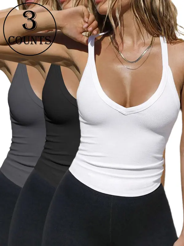 Women's Solid Top, Casual Comfortable Breathable Sleeveless Top for Daily Wear, Ladies Clothes for All Seasons 0