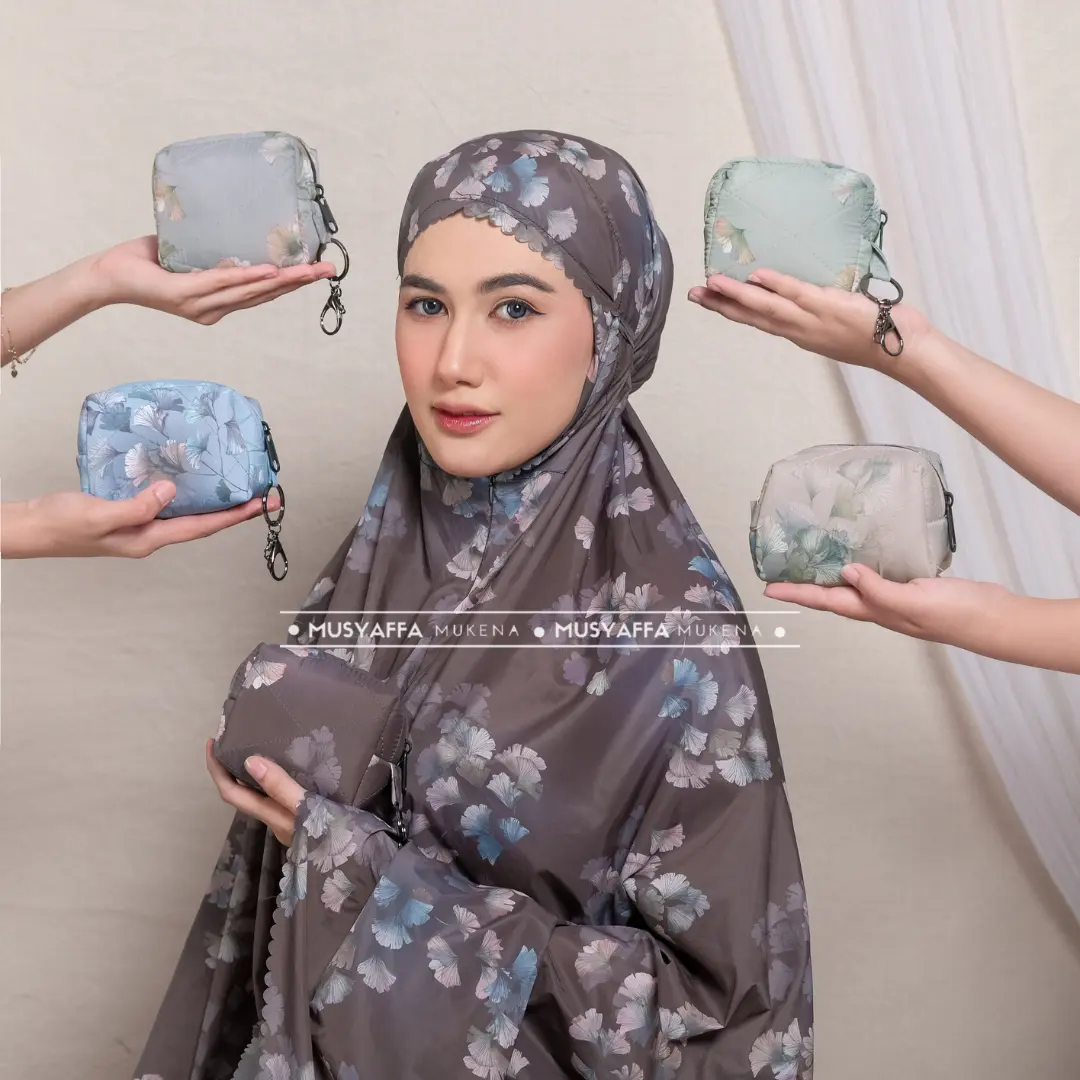 MUSYAFFA - Mukena Travel Mini Parasut Premium Korea 2in1 Motif Rose Lasercut mukena  parasut