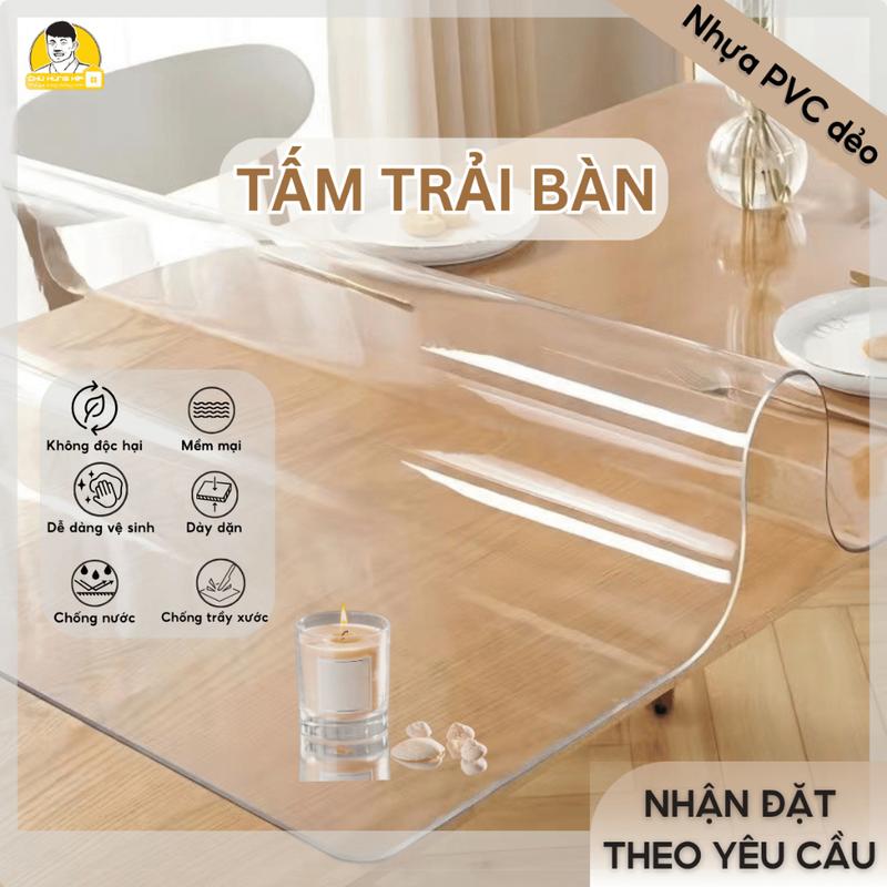 Tấm Nhựa Dẻo Dày 1mm - 2mm, Nhựa Mềm Trong Suốt Trải Bàn Chống Nước, Tấm Nhựa PVC Đa Năng