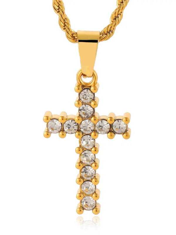 Classic Retro Design Stainless Steel Cross Pendant Necklace, Fashion Charm Necklace for Party, Daily Clothing Decor, Trendy All-match & Exquisite Vintage Jewelry for Birthday Gift, Gifts for Her 1