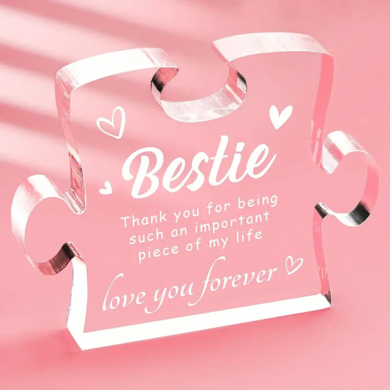 Creative Puzzle Design Desktop Ornament, 1 Count Acrylic Ornament for Bestie Sister, Room Decor, Home Decor Supplies, Home Decor Ideas 0