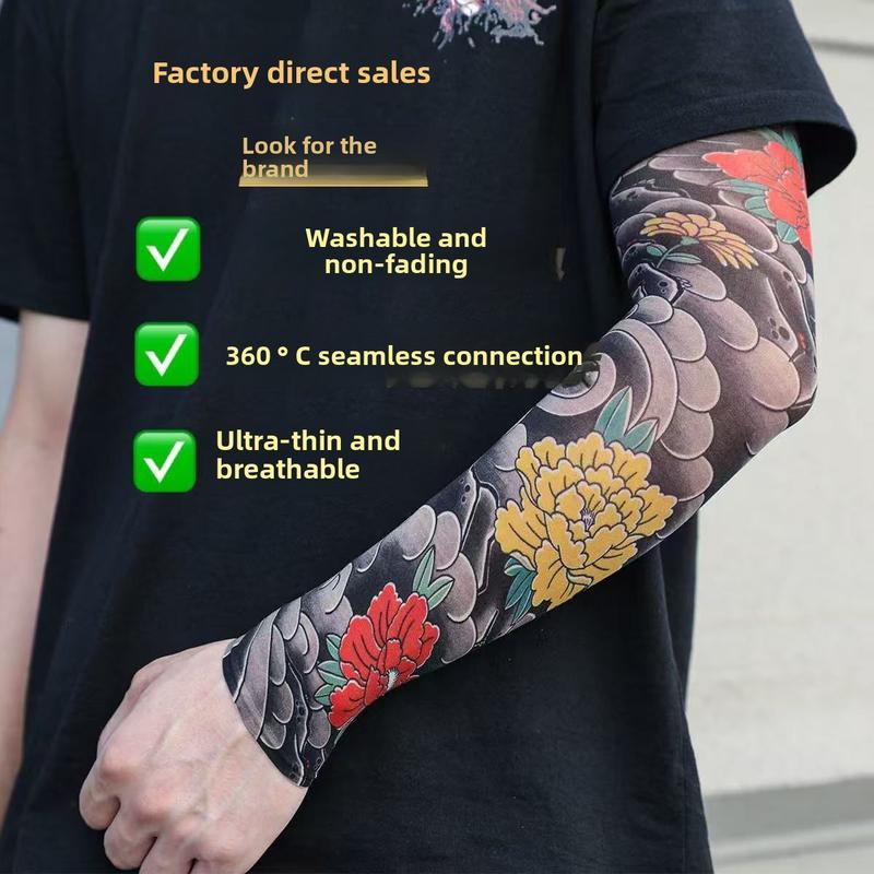 1 chiếc Găng Tay Hình Xăm Nhật Cổ Phong Cách Cho Giới Trẻ Thiết Kế 3D Mỏng Co Dãn Unisex Tay áo chống nắng