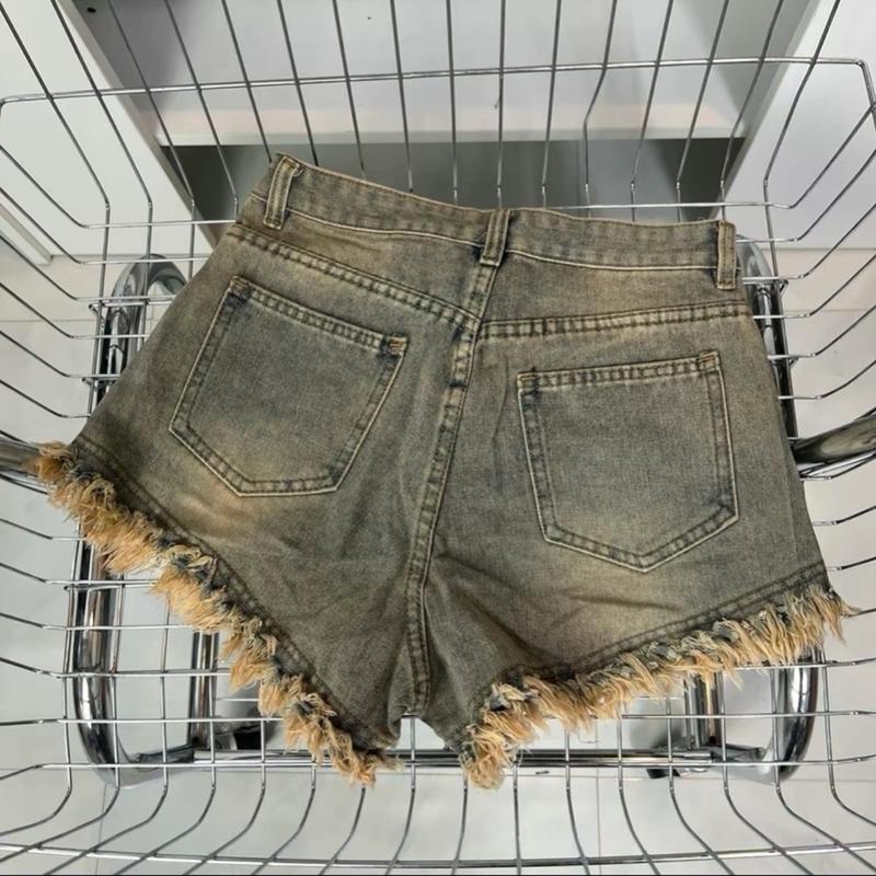 Quần shorts jeans bò nữ màu Bụi Dơ nhạt trơn lai tua_Phuongstore3 1